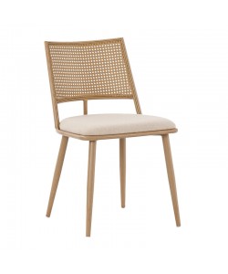 Καρέκλα Giulia pakoworld φυσικό pe rattan-μπεζ ύφασμα-φυσικό μέταλλο 49x52x80εκ