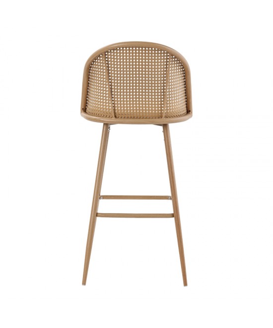 Σκαμπό μπαρ Kace pakoworld φυσικό pe rattan-φυσικό ύφασμα-φυσικό μέταλλο 43x55x102εκ