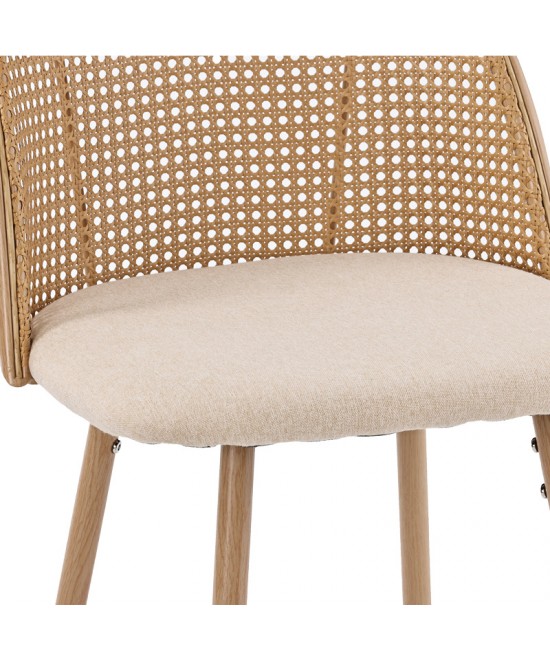 Σκαμπό μπαρ Kace pakoworld φυσικό pe rattan-φυσικό ύφασμα-φυσικό μέταλλο 43x55x102εκ