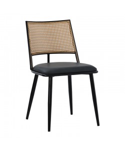 Καρέκλα Giulia pakoworld φυσικό pe rattan-ανθρακί pu-μαύρο μέταλλο 49x52x80εκ