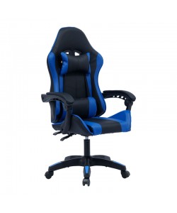 Καρέκλα γραφείου gaming William pakoworld PU μαύρο-μπλε