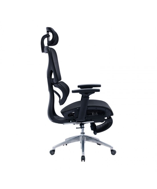 Καρέκλα γραφείου διευθυντή με υποπόδιο Thelonius pakoworld mesh μαύρο