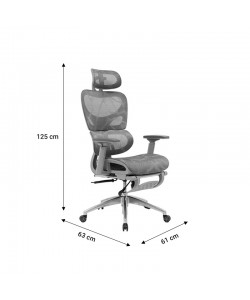 Καρέκλα γραφείου διευθυντή με υποπόδιο Thelonius pakoworld mesh γκρι
