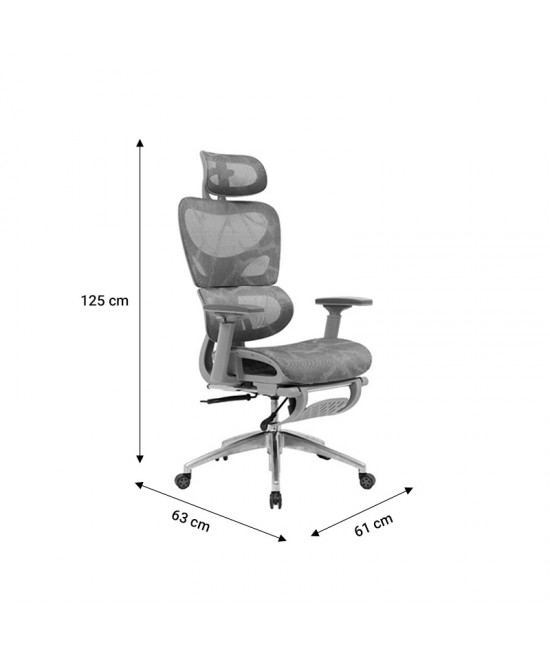 Καρέκλα γραφείου διευθυντή με υποπόδιο Thelonius pakoworld mesh γκρι