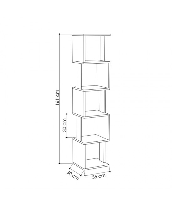 Βιβλιοθήκη - στήλη Piri pakoworld oak μελαμίνης 35x30x161εκ