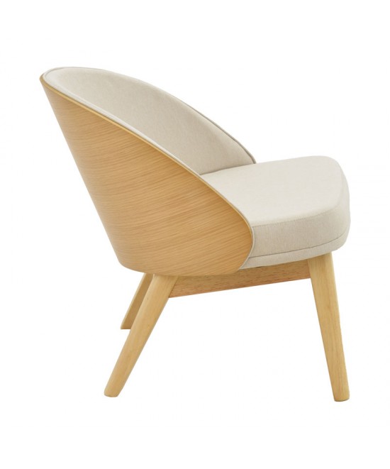 Καρέκλα Sarian pakoworld μπεζ ύφασμα-rubberwood φυσικό πόδι 69,5x71x70.5εκ