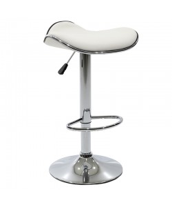 Σκαμπό μπαρ Enzo pakoworld πτυσσόμενο λευκό pu-μέταλλο χρωμίου 45x44x87εκ