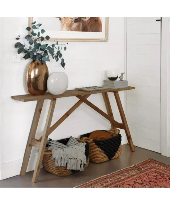 Κονσόλα Roosevelt pakoworld καρυδί ξύλο πεύκου 35mm καρυδί 119x29x80εκ