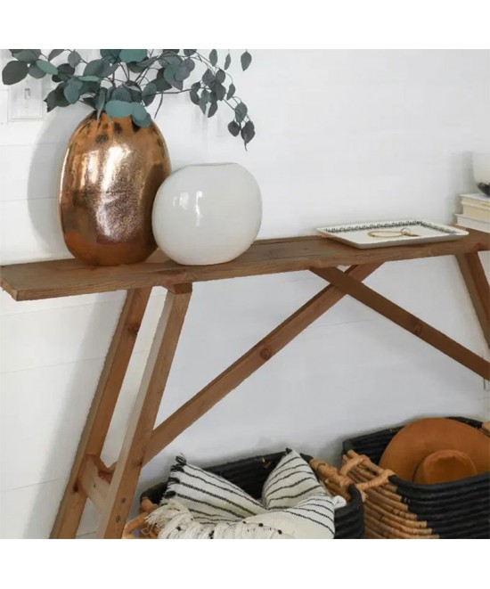 Κονσόλα Roosevelt pakoworld καρυδί ξύλο πεύκου 35mm καρυδί 119x29x80εκ