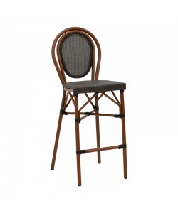 Σκαμπό μπαρ Dezyan pakoworld καρυδί αλουμίνιο-γκρι  textilene 41.5x53.5x116εκ