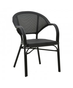 Πολυθρόνα Elyza pakoworld μαύρο αλουμίνιο-μαύρο textilene 57x62x84εκ
