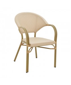 Πολυθρόνα Elyza pakoworld φυσικό αλουμίνιο-μπεζ textilene 57x62x84εκ