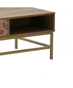 Τραπέζι σαλονιού Brilo Inart καφέ-χρυσό ξύλο 101x59x43εκ