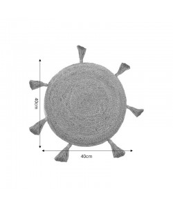 Πουφ Elefon Inart φυσικό-εκρού ύφασμα Φ40x7.5εκ