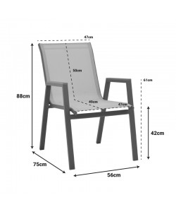 Πολυθρόνα Azelie pakoworld textilene ανθρακί-πόδι αλουμινίου ανθρακί-plywood μπράτσο 77x55x94εκ