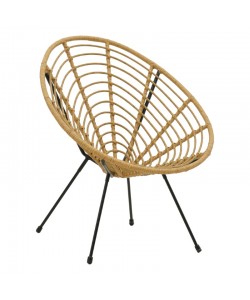 Πολυθρόνα Naoki pakoworld pe φυσικό-μέταλλο μαύρο πόδι 78x74x87εκ