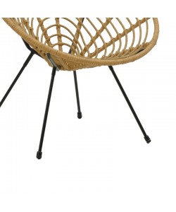 Πολυθρόνα Naoki pakoworld pe φυσικό-μέταλλο μαύρο πόδι 78x74x87εκ