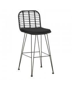 Σκαμπό μπαρ Naoki pakoworld με μαξιλάρι pe μαύρο-μέταλλο μαύρο πόδι 46x56x110εκ