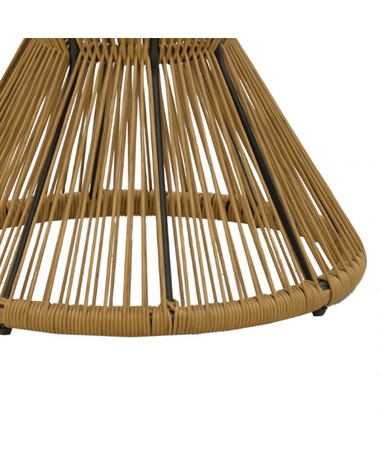 Τραπέζι Mabil pakoworld rattan φυσικό-γυαλί Φ50x55εκ