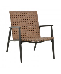Πολυθρόνα Eamon  pakoworld μαύρο αλουμίνιο και pe rattan σε καφέ απόχρωση 73.5x62x77εκ