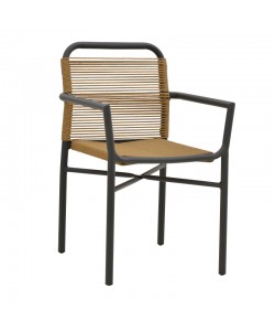 Πολυθρόνα αλουμινίου Clutch pakoworld στοιβαζόμενη ανθρακί σκελετός-φυσικό rattan 55x56x80εκ