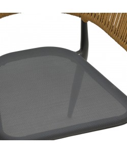 Πολυθρόνα αλουμινίου Raven pakoworld στοιβαζόμενη ανθρακί σκελετός-textilene φυσικό rattan 57x62x78εκ