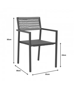 Πολυθρόνα αλουμινίου Savor pakoworld στοιβαζόμενη λευκός σκελετός-textilene φυσικό rattan 55x58x63εκ