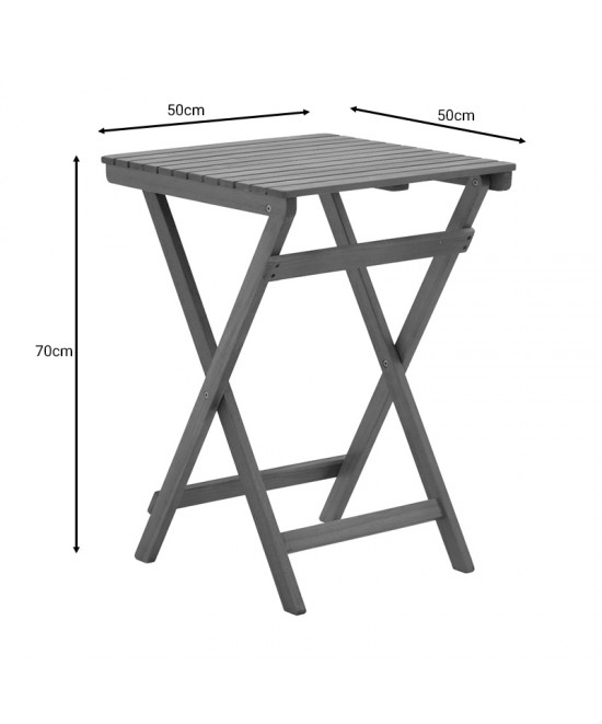 Τραπέζι κήπου Lazio pakoworld πτυσσόμενο φυσικό ξύλο ακακίας 50x50x70εκ