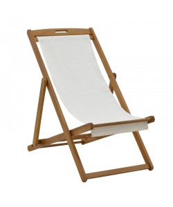 Σεζλόνγκ Franclow pakoworld ξύλο ακακίας φυσικό-πανί pvc λευκό