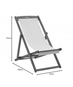 Σεζλόνγκ Franclow pakoworld ξύλο ακακίας φυσικό-πανί pvc λευκό