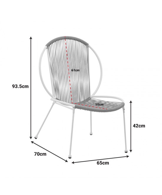 Καρέκλα Dapper pakoworld λευκό μέταλλο-pe φυσικό 64.5x74.5x76εκ