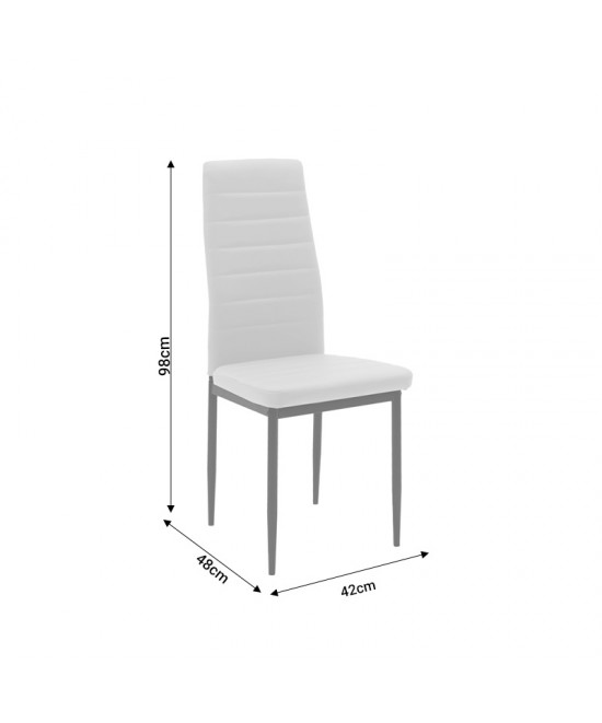 Καρέκλα Parker pakoworld μέταλλο-PU λευκό-γκρι πόδι 42x48x98εκ