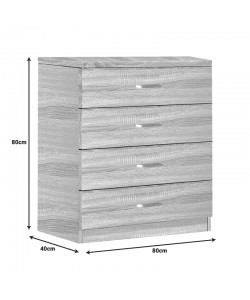 Συρταριέρα Killian pakoworld  με 4 συρτάρια sonoma 80x40x80εκ