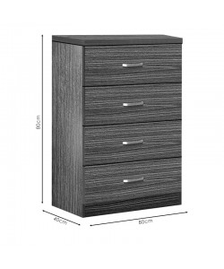 Συρταριέρα Killian pakoworld  με 4 συρτάρια zebrano 80x40x80εκ