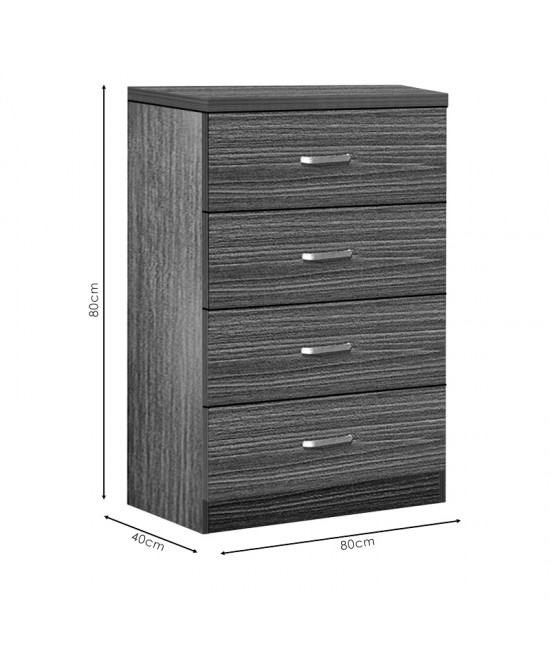 Συρταριέρα Killian pakoworld  με 4 συρτάρια zebrano 80x40x80εκ