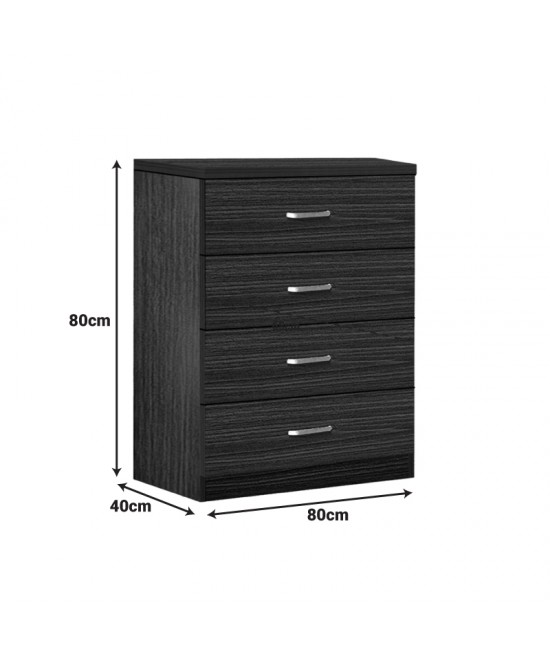 Συρταριέρα Killian pakoworld  με 4 συρτάρια zebrano 80x40x80εκ
