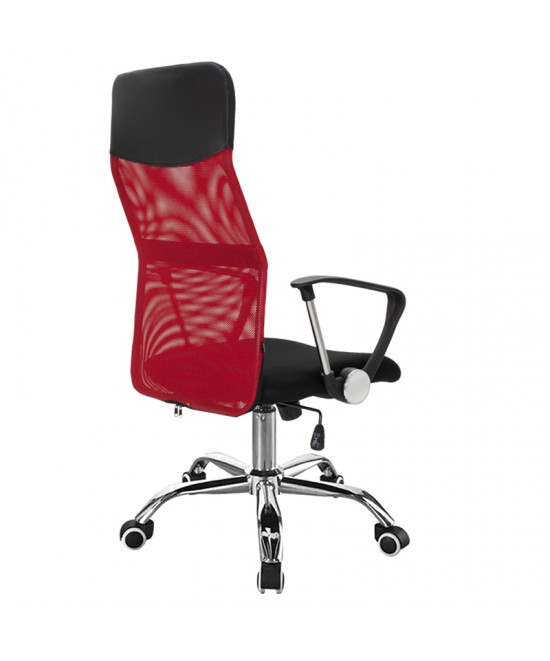 Καρέκλα γραφείου διευθυντή Joel I pakoworld με ύφασμα mesh μαύρο-κόκκινο 60x60x109-118εκ