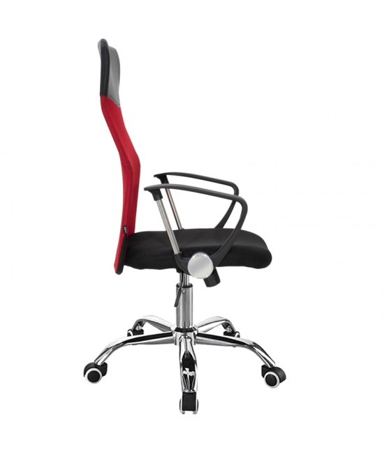 Καρέκλα γραφείου διευθυντή Joel I pakoworld με ύφασμα mesh μαύρο-κόκκινο 60x60x109-118εκ