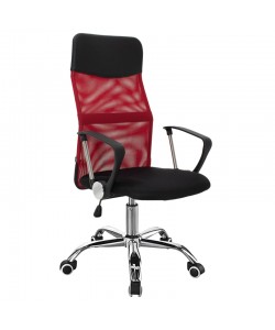 Καρέκλα γραφείου διευθυντή Joel I pakoworld με ύφασμα mesh μαύρο-κόκκινο 60x60x109-118εκ