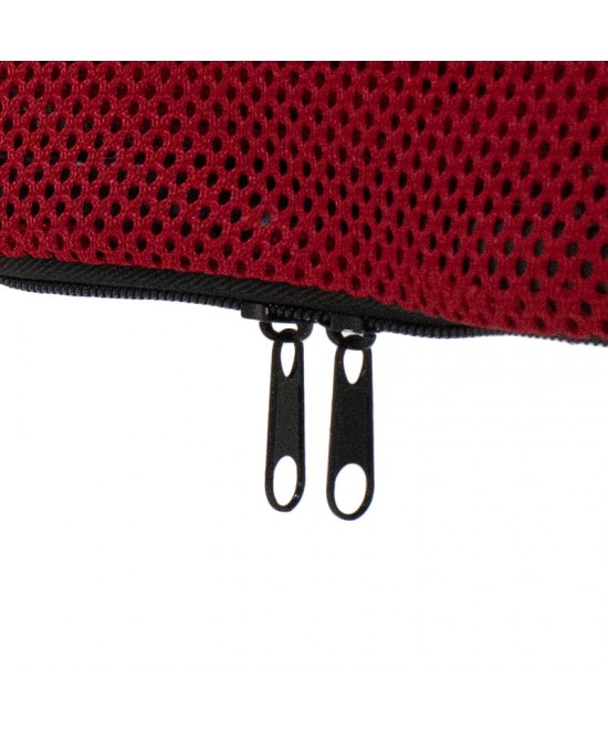 Καρέκλα γραφείου διευθυντή Joel I pakoworld με ύφασμα mesh μαύρο-κόκκινο 60x60x109-118εκ