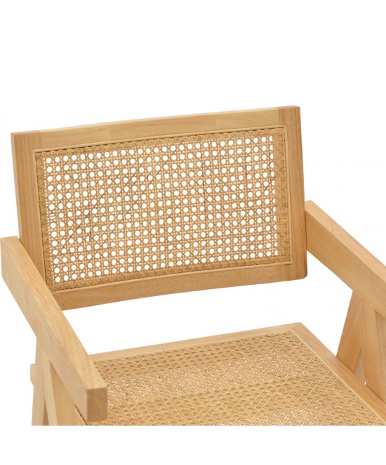 Πολυθρόνα Kalen pakoworld φυσικό rubberwood 52x59x79εκ
