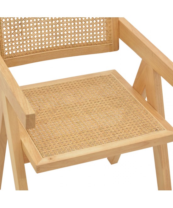 Πολυθρόνα Kalen pakoworld φυσικό rubberwood 52x59x79εκ