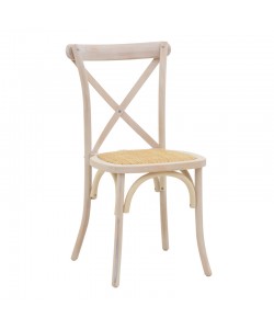 Καρέκλα Dylon pakoworld στοιβαζόμενη white wash ξύλο οξιάς-έδρα φυσικό rattan 48x52x89εκ