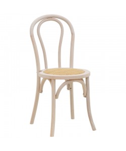 Καρέκλα στοιβαζόμενη Βιέννης Azhel pakoworld white wash ξύλο οξιάς-έδρα φυσικό rattan 41x50x89εκ