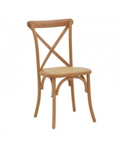 Καρέκλα Dylon pakoworld στοιβαζόμενη καρυδί ξύλο οξιάς-έδρα φυσικό rattan 48x52x89εκ