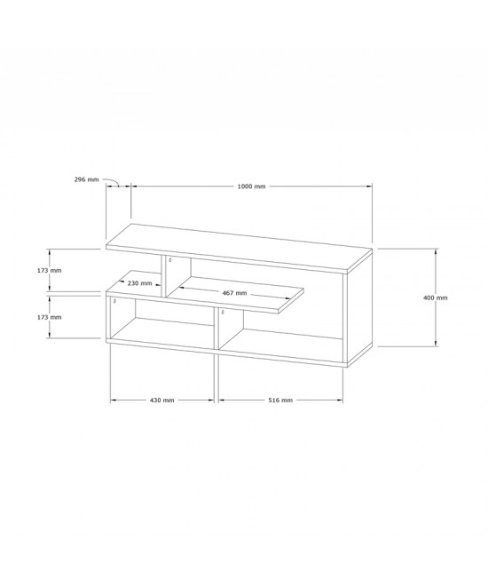 Έπιπλο τηλεόρασης Waldo pakoworld μαύρο-ανθρακί μελαμίνης 100x29,5x40εκ