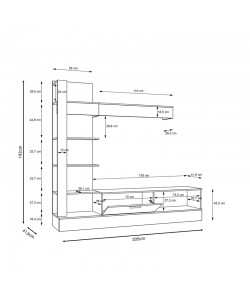 Σύνθετο σαλονιού Dranko pakoworld μαύρο-oak μελαμίνης 205x41.5x192εκ