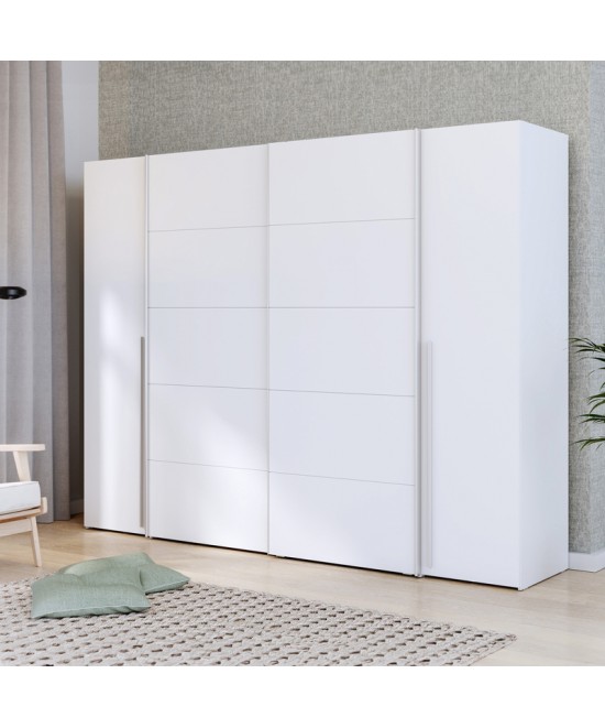 Ντουλάπα ρούχων Verzo pakoworld τετράφυλλη λευκό μελαμίνης 270.5x61.5x210.5εκ