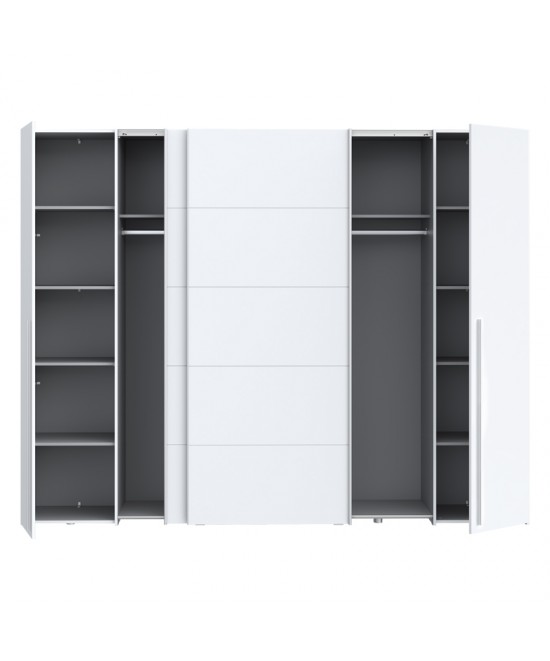 Ντουλάπα ρούχων Verzo pakoworld τετράφυλλη λευκό μελαμίνης 270.5x61.5x210.5εκ