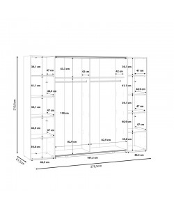 Ντουλάπα ρούχων Verzo pakoworld τετράφυλλη λευκό μελαμίνης 270.5x61.5x210.5εκ